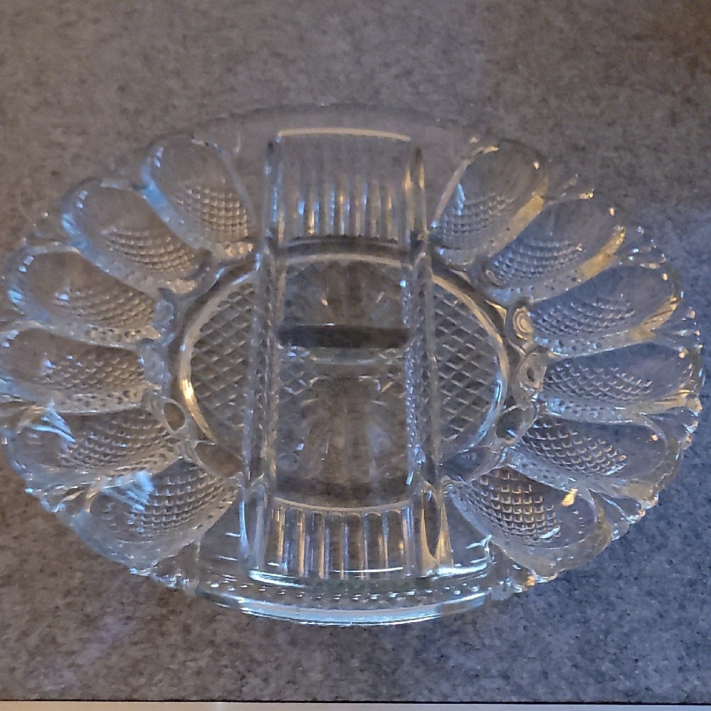 Elegant Clear Glass Serving Tray Vtg